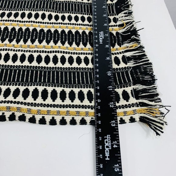 Boho Chic Set Of 4 Nicole Miller Rectangle Placemats Aztec Pattern Fringe Black - Picture 9 of 11